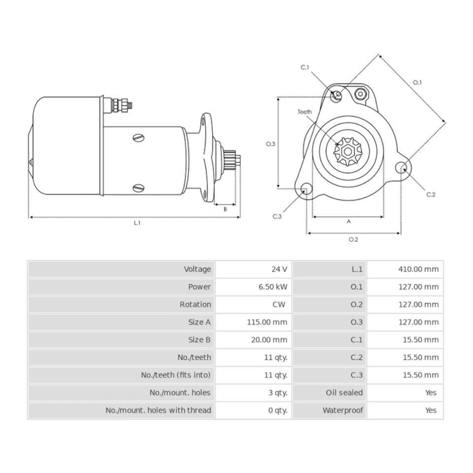 24V MARŞ MOTORU 11 DİŞ 6.6 KW ALFKB (GENİŞ KULAK) IVECO
