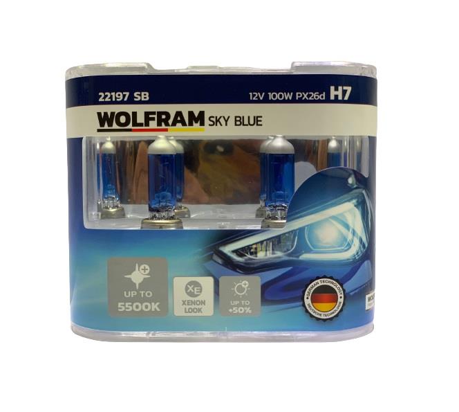 WOLFRAM 12V H7 AMPUL 100W BEYAZ IŞIK 5500K GERMANY (2 AD)