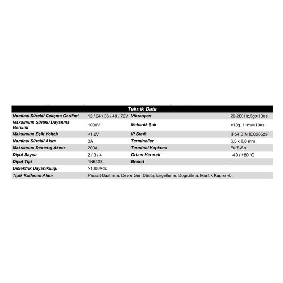 ELO 12V-24V DİYOT ÜNİTESİ 1 GİRİŞ 2 ÇIKIŞ (ELEKTRONİK DEVRE KORUMA RÖLESİ) (30-85-86)