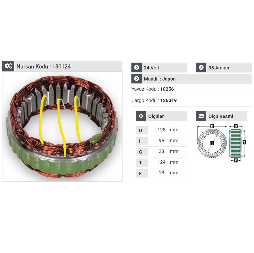 24V ALTERNATÖR STATÖR HITACHI TİPİ 35 A (3 UÇLU) KIA KAMYON
