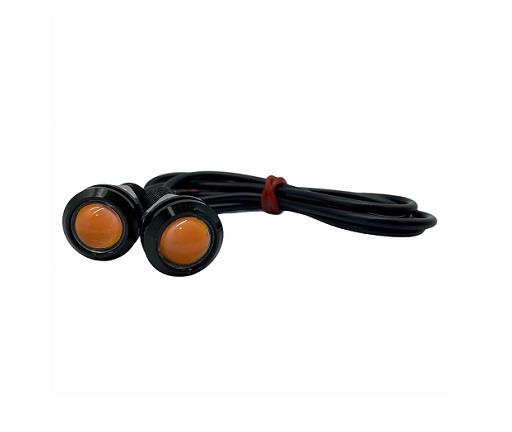 12V GÜNDÜZ SÜRÜŞ LEDİ NEON YUVARLAK SARI CIVATALI (MERCEKLİ) (18 MM) (2 AD)