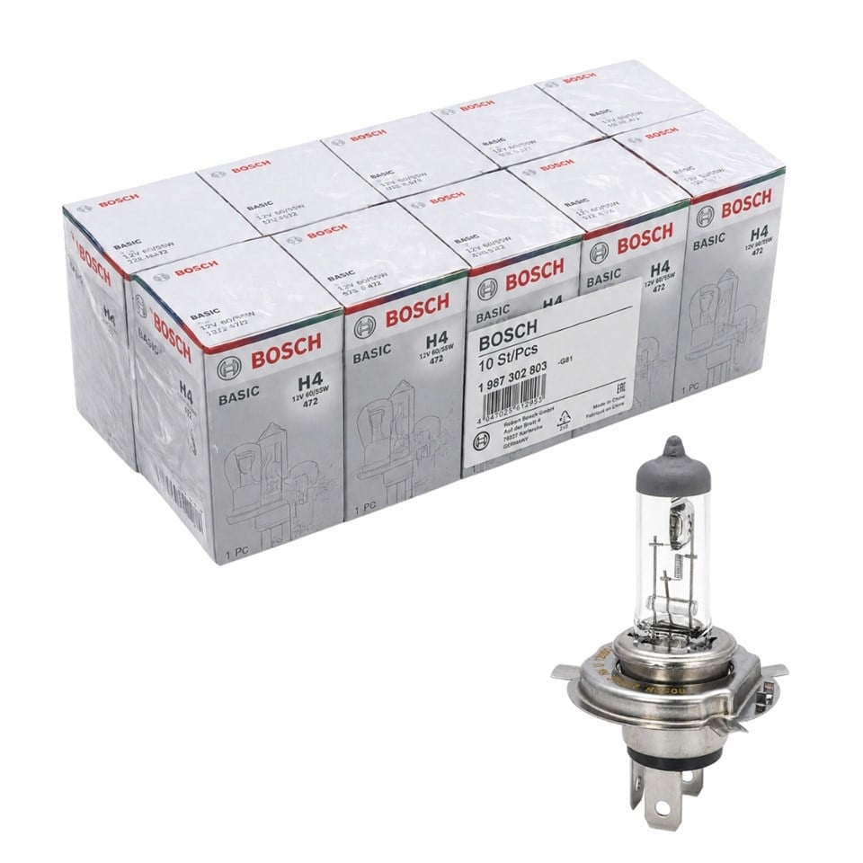BOSCH 12V H4 AMPUL 60/55W P43T (10 ADET)