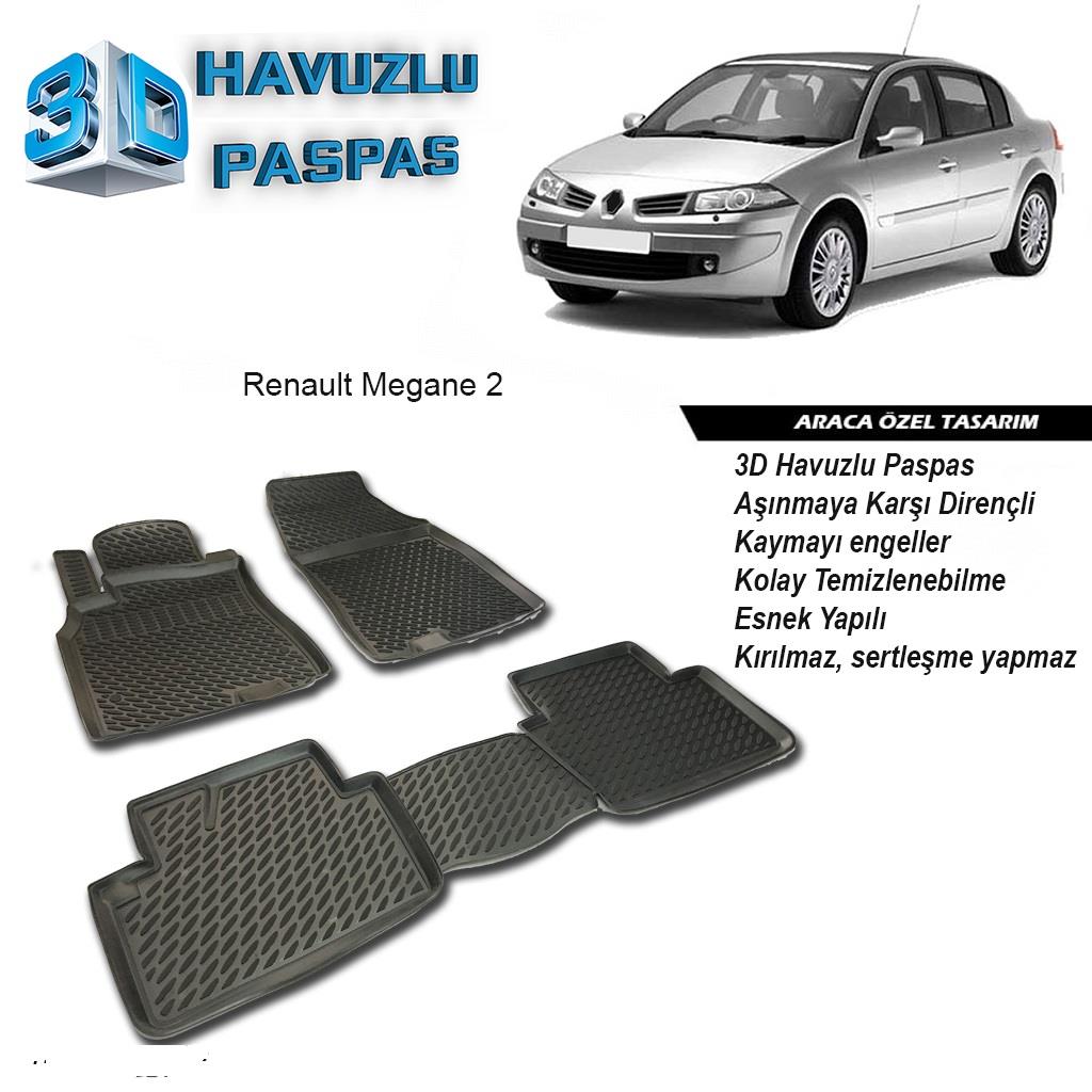 3D ARAÇ PASPASI (SİYAH) (4 PARÇA) RENAULT MEGANE II 2004-2009
