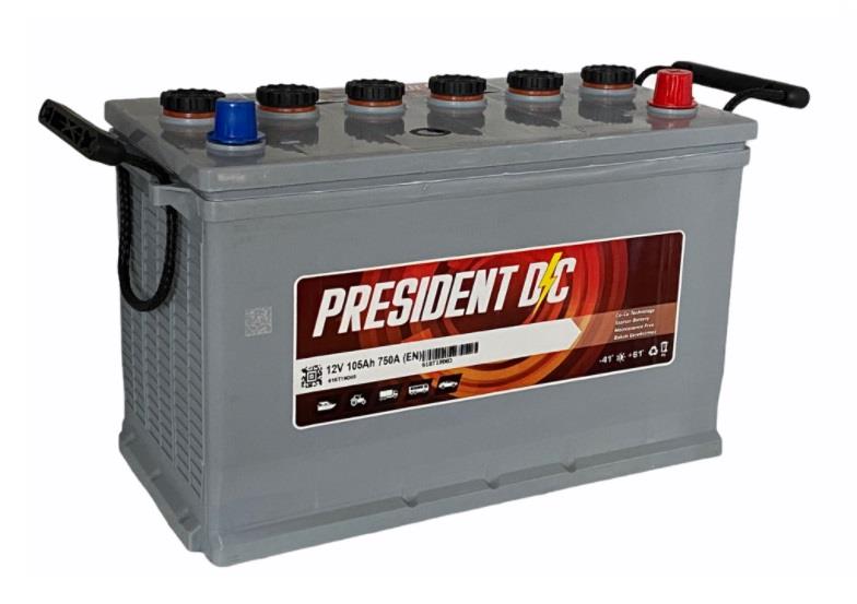PRESIDENT 12V 105 AH AKÜ 750 A (EN) (347*177*232) (AĞIR HİZMET)