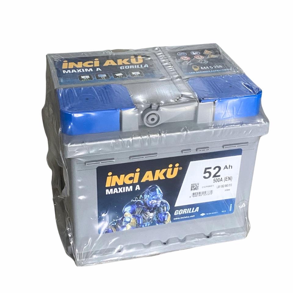 İNCİ 12V 52 AH AKÜ MAXIM A GORILLA 500 A (207*175*175) (ALÇAK)