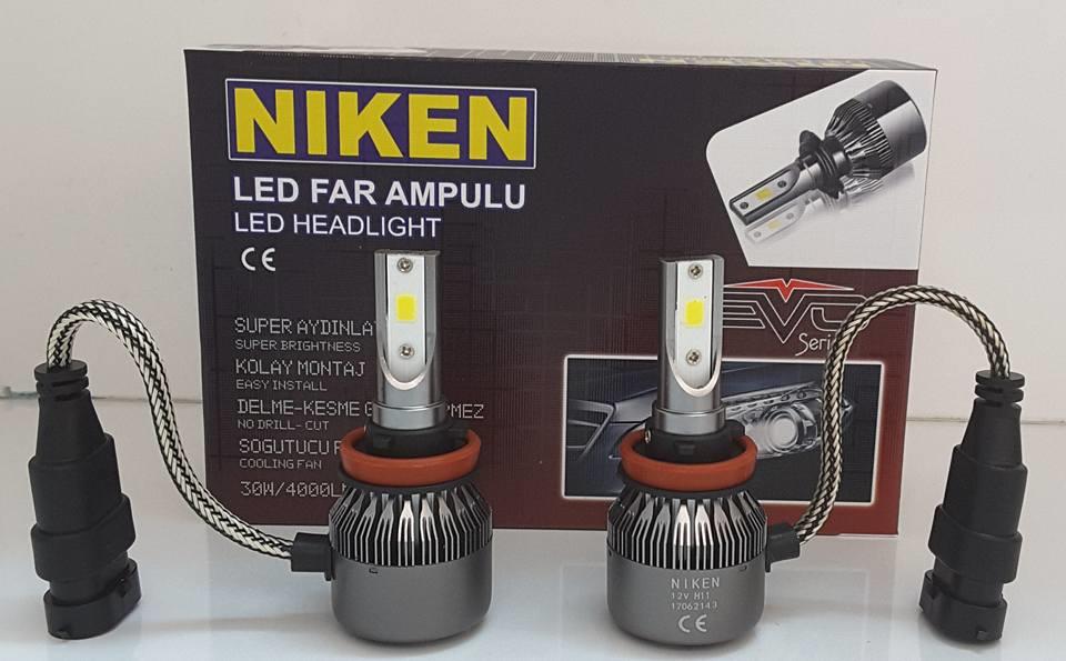 NIKEN 12V H11 COB LED XENON FAR AMPUL SETİ 6500K 4000 LÜMEN
