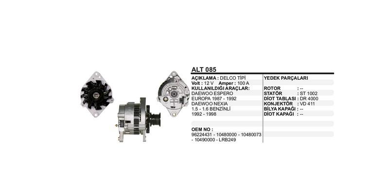 12V ALTERNATÖR DİNAMO DELCO TİPİ 100 A (P-L-I-S) (SOKETLİ 4 FİŞ) DAEWOO DOOSAN FORKLİFT