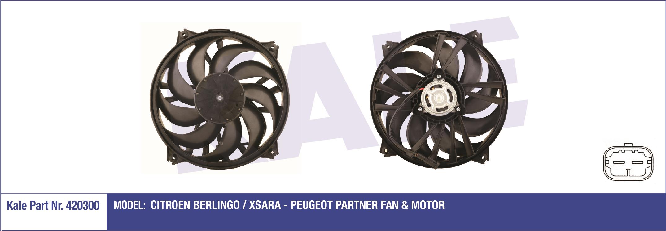 KALE 12V FAN MOTORU 350W (KLİMASIZ) PICASSO C4-II/CITROEN BERLINGO III/DS4-D