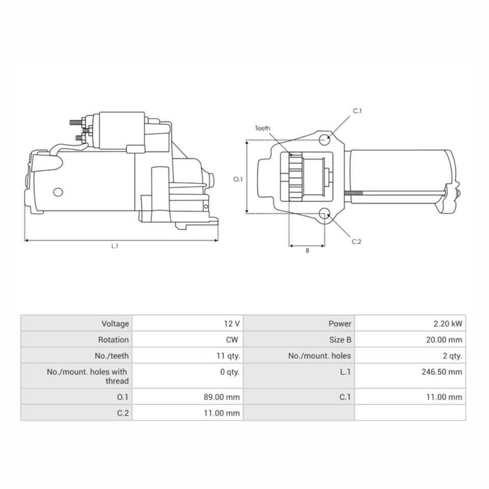 COMSTAR 12V MARŞ MOTORU MOTORCRAFT TİPİ 11 DİŞ 2.2 KW FORD FOCUS IV/GALAXT III/KUGA III/MONDEO V