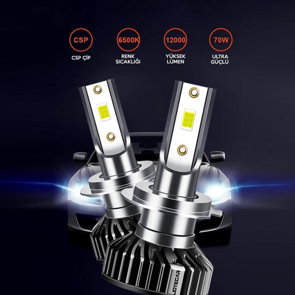 JOYECAR 12V H7 CSP LED XENON FAR AMPUL SETİ 70W 6500K 12000 LÜMEN