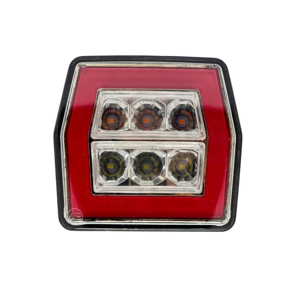 12V STOP LAMBASI MİNİ KARE (NEON LEDLİ) (4 FONKSİYONLU) (98*92*42 MM)