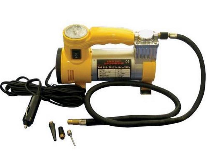 12V LASTİK ŞİŞİRME HAVA KOMPRESÖRÜ METAL IŞIKLI 150 psi (SARI) (ÇANTALI)