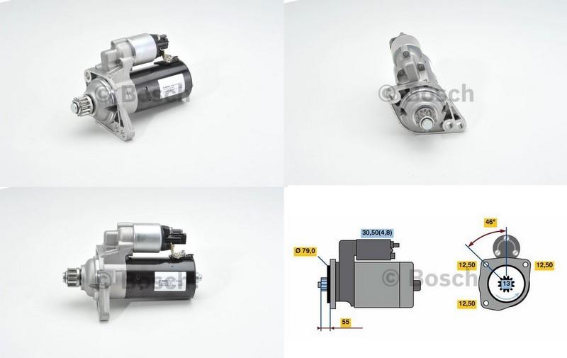 BOSCH 12V MARŞ MOTORU 13 DİŞ 2.0 KW TERS AUDI-SEAT-SKODA-VW 2010 > (START-STOP)