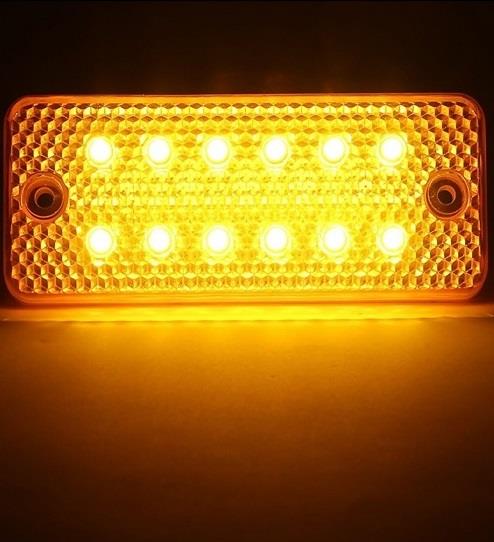 24V YAN SİNYAL LAMBASI SİDE MARKER (12 LEDLİ) DÜZ TİP SARI