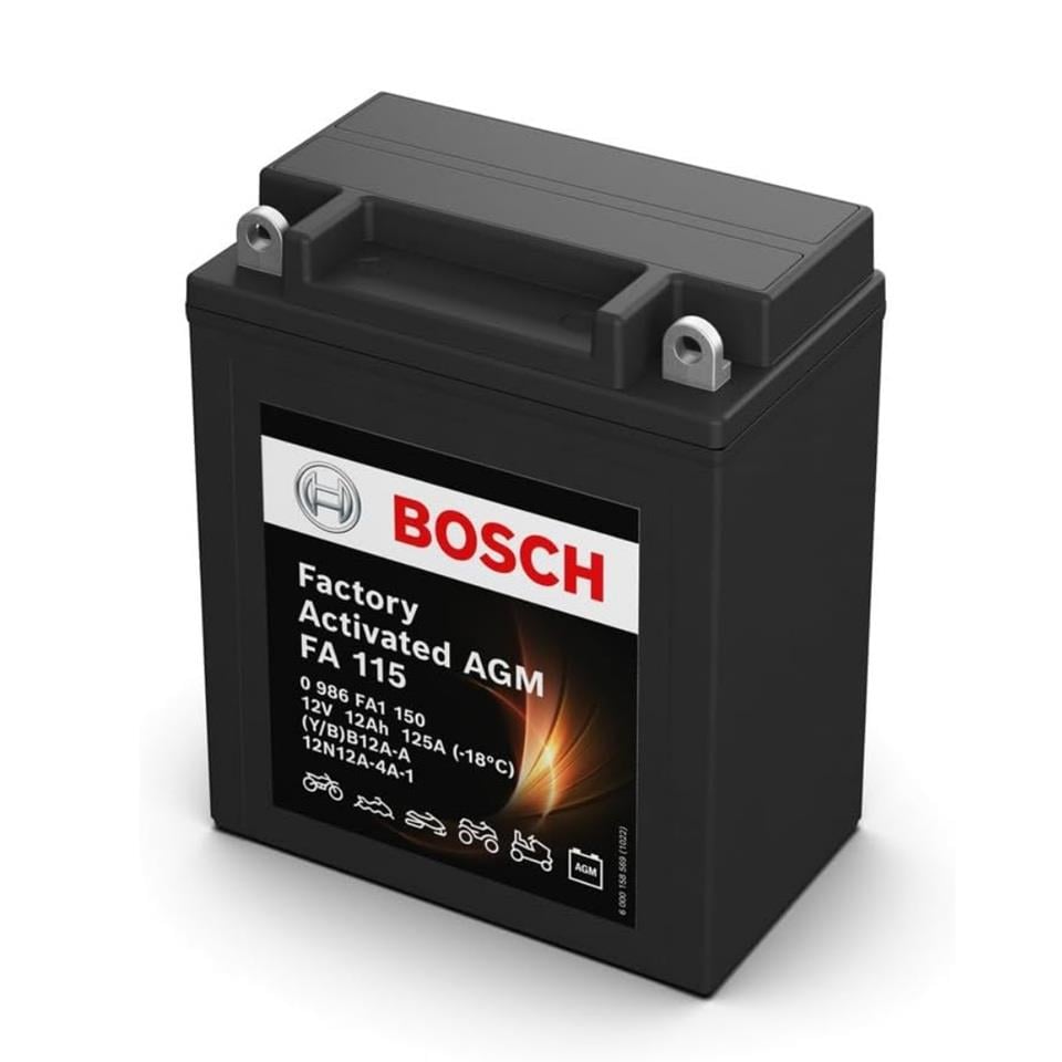 BOSCH 12V 12 AH MOTOSİKLET AKÜSÜ AGM 125 A (EN) (134*81*160) ) (YB12A-A) (12N12A-4A-1) (BB12A-A)