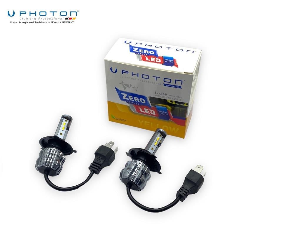 PHOTON 12V-24V H4 CSP LED XENON FAR AMPUL SETİ 2000K 8000 LÜMEN FANSIZ (ALTIN SARI)