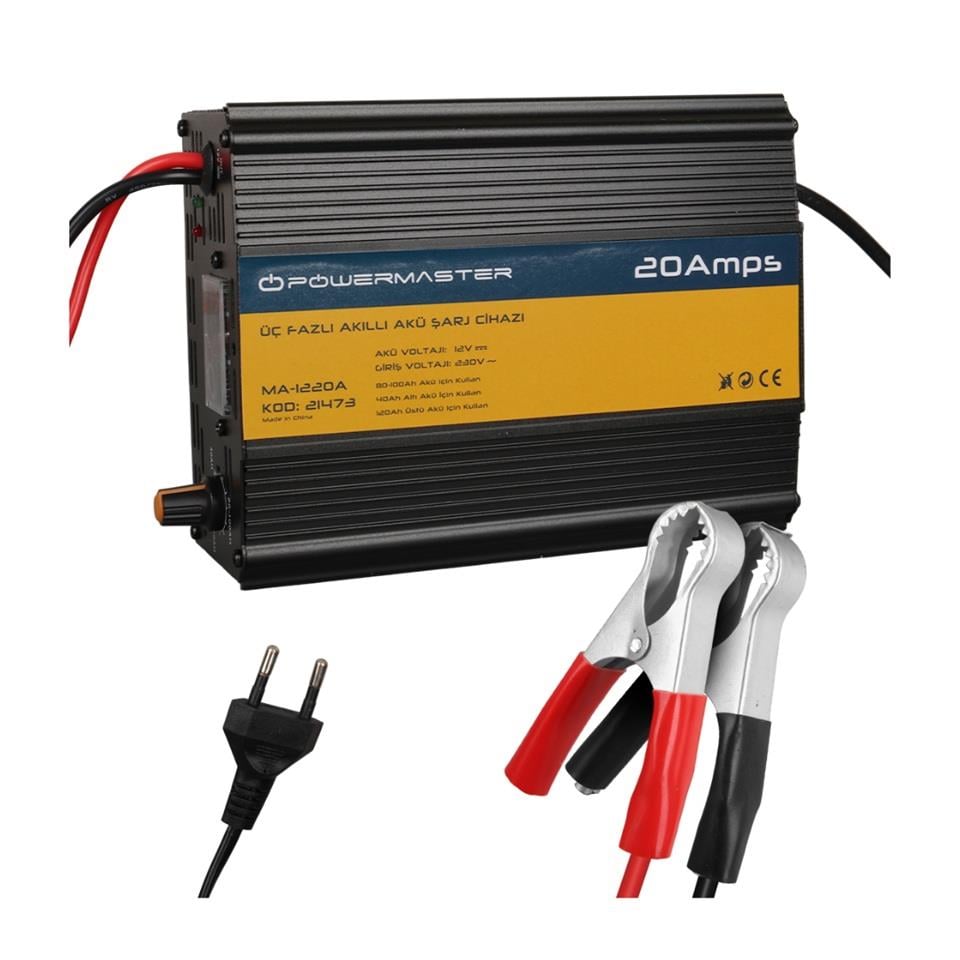 MA-1220A 12V ŞARJ REDRESÖRÜ (AKILLI AKÜ ŞARJ CİHAZI) (ANALOG AMPER GÖSTERGELİ-AYARLI) OTOMATİK 20 A