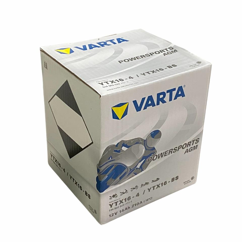 VARTA 12V 14 AH MOTOSİKLET AKÜSÜ AGM 210 A (EN) (150*87*161) (YTX16-4) (YTX16-BS) (A514) (TERS)