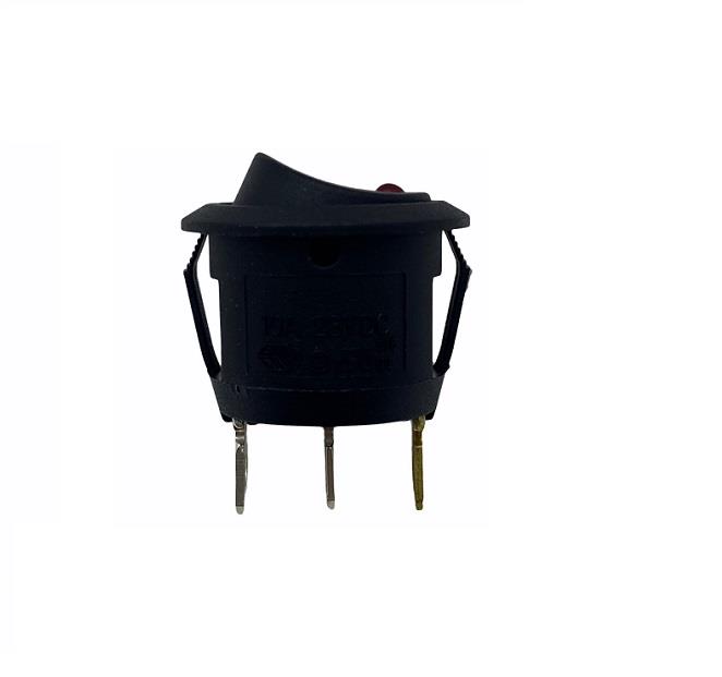 24V TUŞLU ANAHTAR LEDLİ (20 MM) 3 FİŞ (YUVARLAK) KIRMIZI 10 A