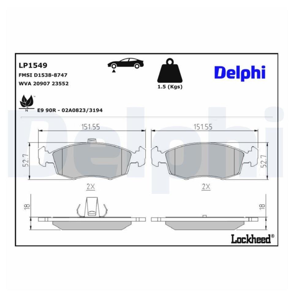 DELPHI ÖN FREN BALATASI ALBEA/DOBLO/LINEA/PALIO/PUNTO/STRADA