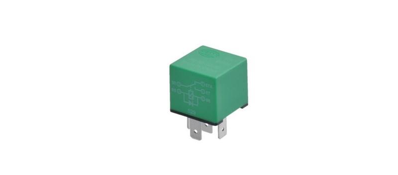 HELLA 12V RÖLE 5 UÇLU 20/30 A (ÇİFT PLATİN) (87a) (DİYOTLU) (YEŞİL)