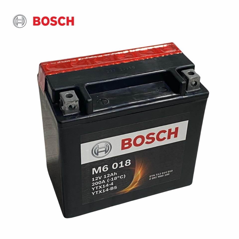 BOSCH 12V 12 AH MOTOSİKLET AKÜSÜ 200 A (EN) (150*87*145) (M6 018) (YTX14-4) (YTX14-BS) (+/-)