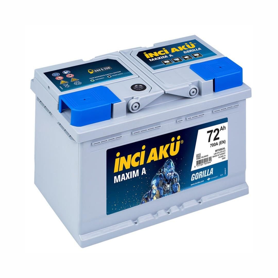 İNCİ 12V 72 AH AKÜ MAXIM A GORILLA 700 A (EN) (278*175*175) ALÇAK