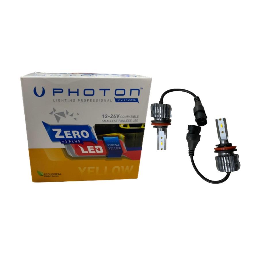 PHOTON 12V-24V H8/H9/H11/H16 CSP LED XENON FAR AMPUL SETİ 2000K FANSIZ (ALTIN SARI)