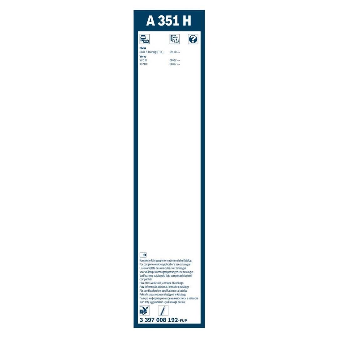 BOSCH SİLECEK SÜPÜRGESİ 335 MM AEROTWIN ARKA (A351H) BMW1 SERİSİ/5 SERİSİ-VOLVO V70//XC40/XC70/XC90