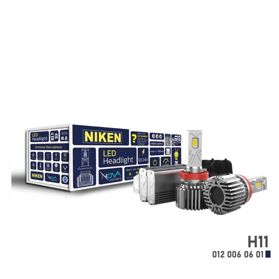 NIKEN 12V-24V H11 CSP LED XENON FAR AMPUL SETİ 6500K 24000 LÜMEN 90W CANBUS NOVA SERİSİ