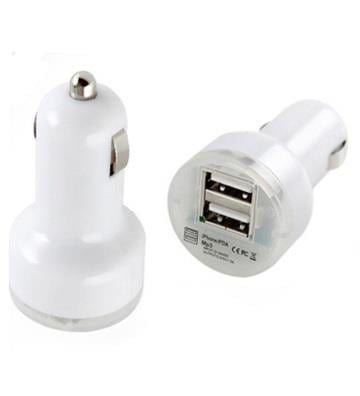 12V-24V TELEFON ŞARJ CİHAZI 2.1 A (ÇAKMAK GİRİŞLİ) (2 X USB GİRİŞLİ) BEYAZ