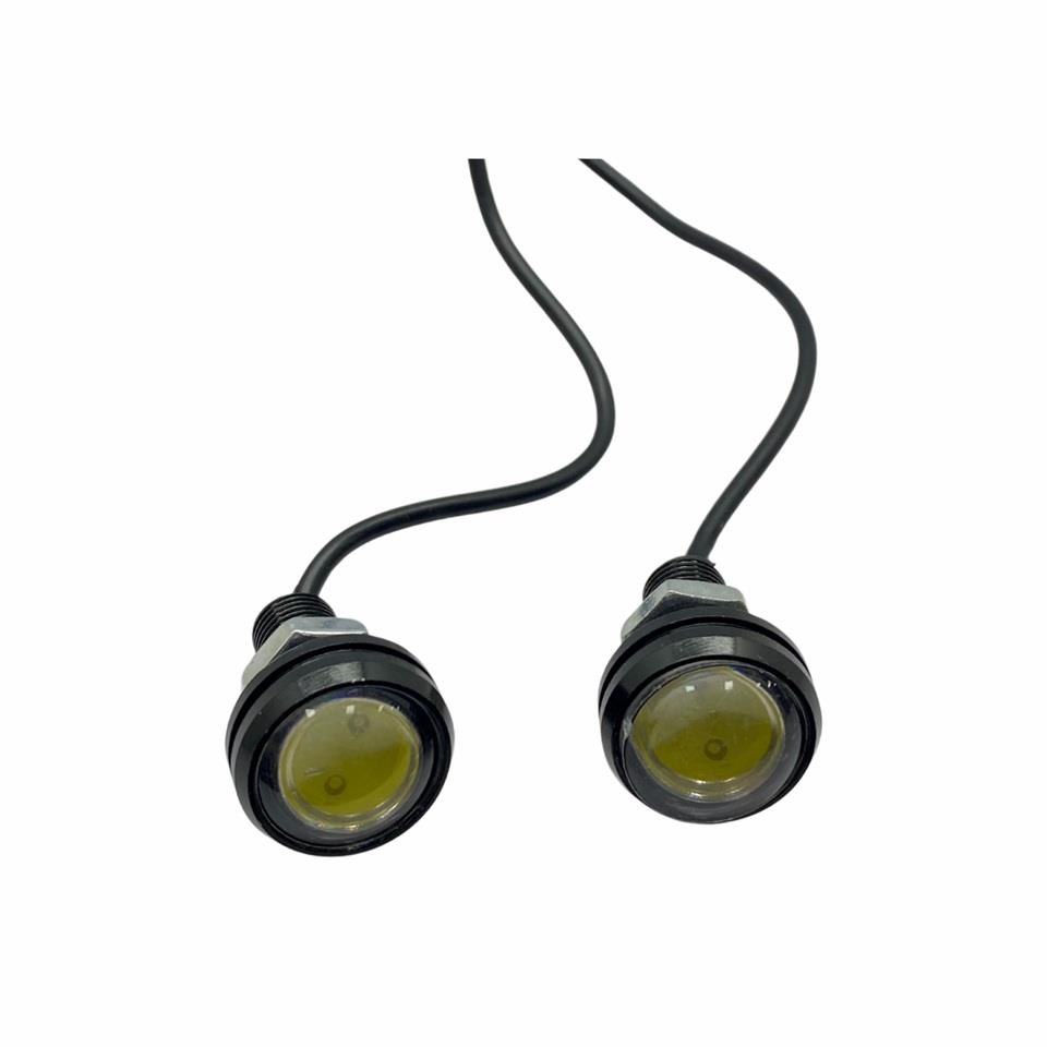 12V GÜNDÜZ SÜRÜŞ-AYNA ALTI LED BEYAZ (MERCEKLİ) (9/22 MM) (2 AD)