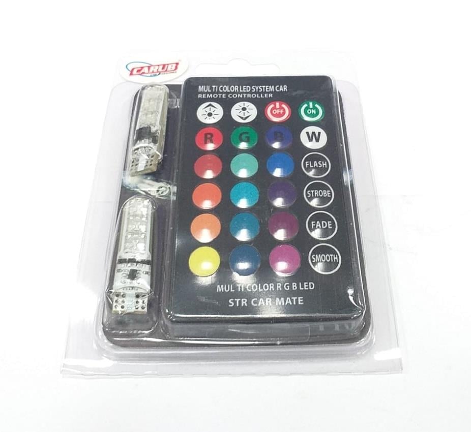 12V KUMANDALI 6 LEDLİ (T10 DİPSİZ) AMPUL 7 RENKLİ 4 FONKSİYONLU UNIVERSAL (2 AD)