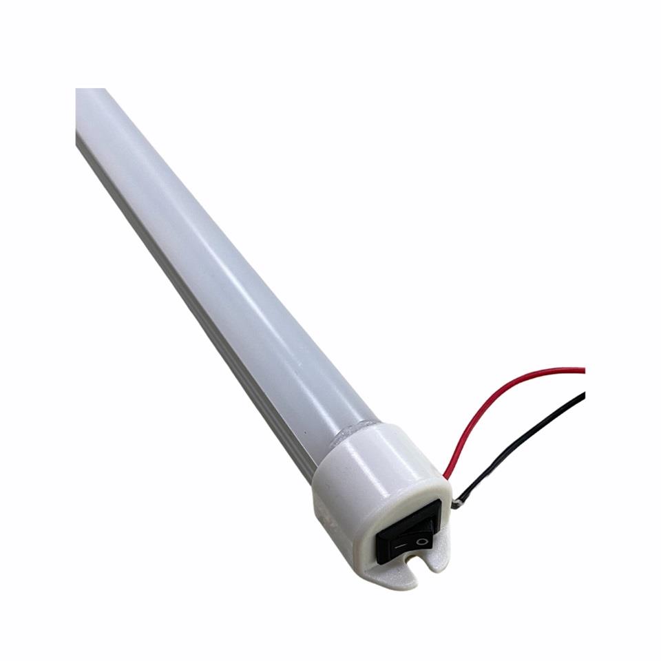 12V FLORESAN TAVAN LAMBASI LEDLİ BEYAZ ANAHTARLI (BUZLU CAM) (47 CM)