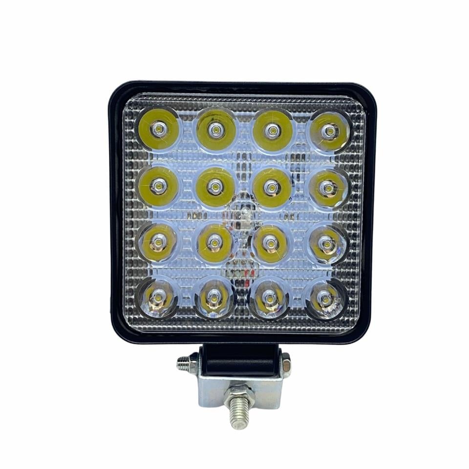 12V-48V ÇALIŞMA LAMBASI KARE (16 LEDLİ) (106*106*15 MM) İNCE TİP