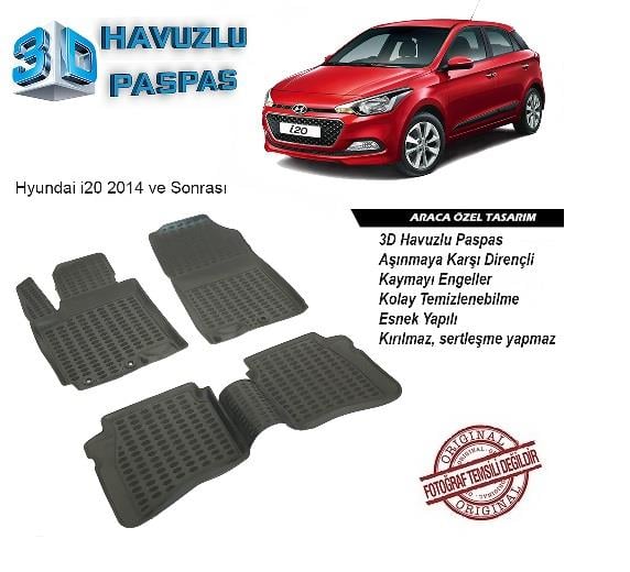 3D ARAÇ PASPASI (SİYAH) (4 PARÇA) HYUNDAI I20 2014 > 