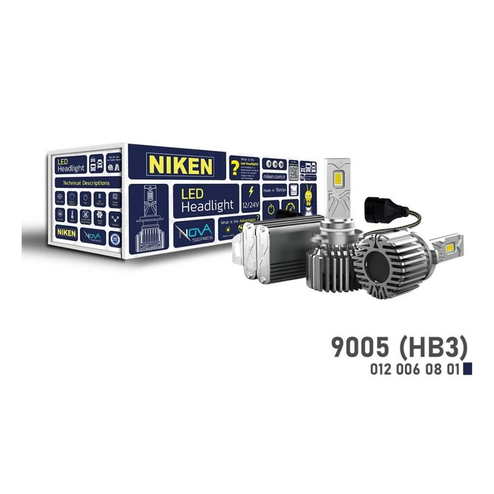 NIKEN 12V-24V HB3 9005 CSP LED XENON FAR AMPUL SETİ 6500K 24000 LÜMEN 90W CANBUS NOVA SERİSİ