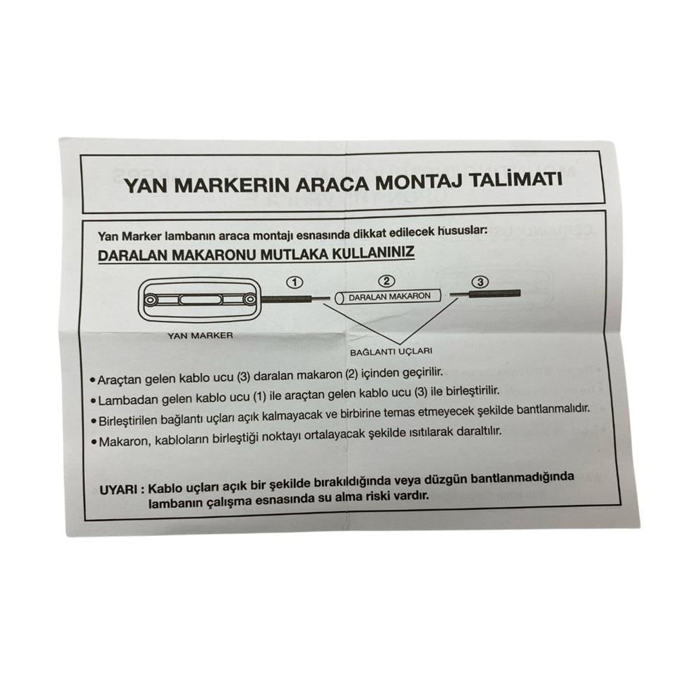 SERTPLAS 12V-24V DORSE YAN LAMBASI SİDE MARKER SARI (3 LEDLİ) (111*51 MM)