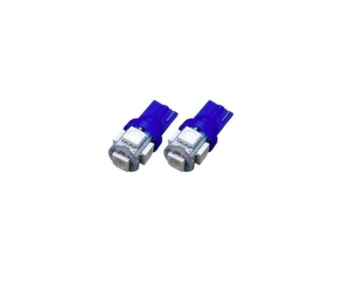 12V DİPSİZ AMPUL T10 (4+1 LEDLİ) MAVİ (2 AD)