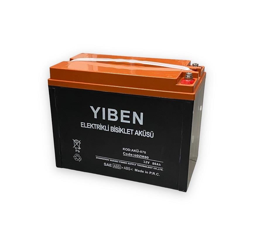 YIBEN 12V 80 AH ELEKTRİKLİ BİSİKLET AKÜSÜ DEEP CYCLE (UZUN ÖMÜRLÜ) (220*120*175) (13.5 KG)