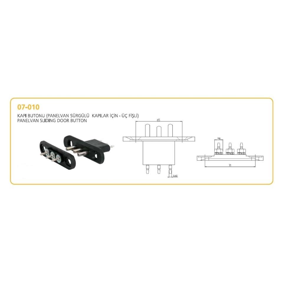 SÜRGÜLÜ KAPI IŞIK BUTONU (3 FİŞ)