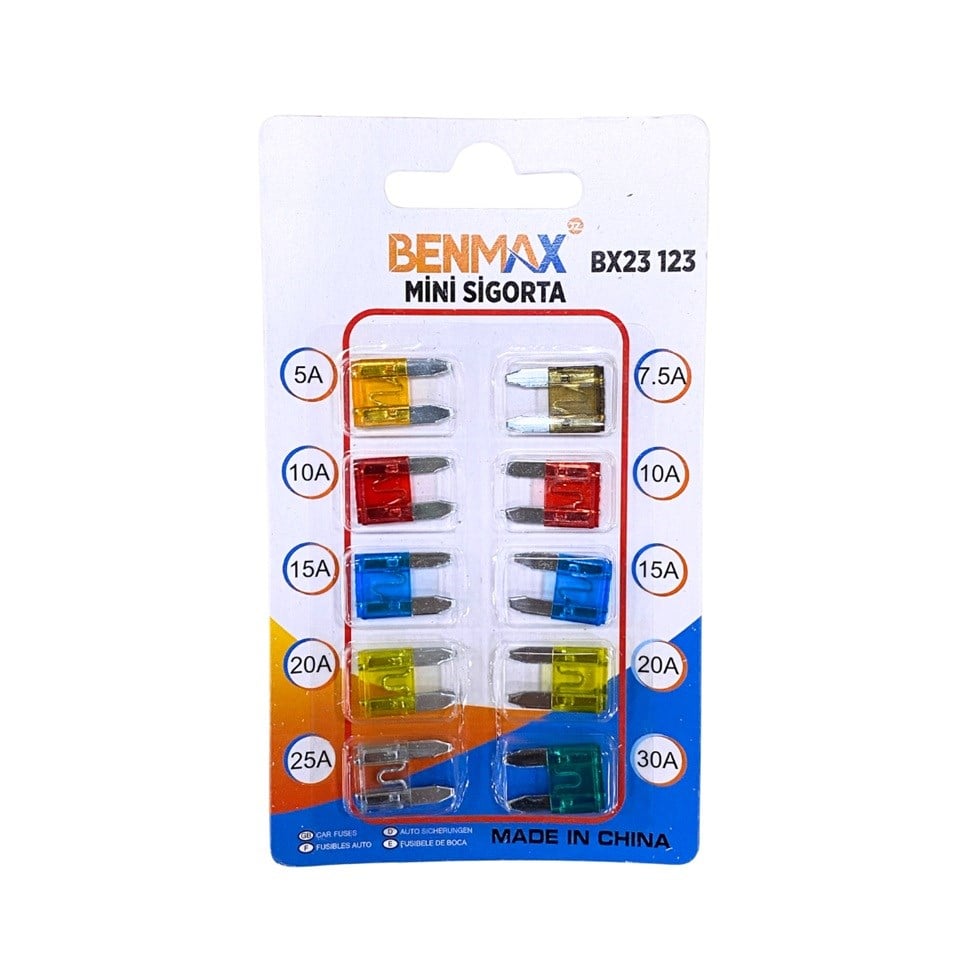 MİNİ BIÇAK SİGORTA KARIŞIK (5 A*7.5 A*10 A*15 A*20 A*25 A*30 A) (11*16 MM) (10 AD) 