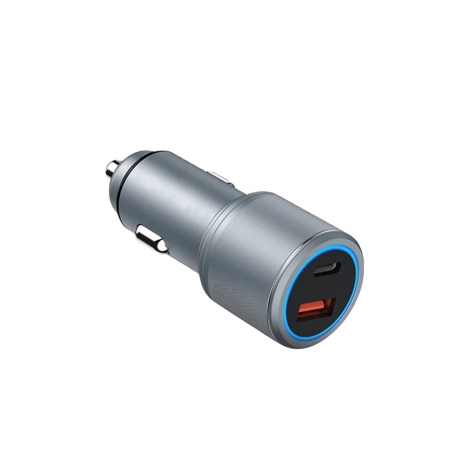 12V-24V TELEFON ŞARJ CİHAZI HIZLI ŞARJ (ÇAKMAK GİRİŞLİ) (USB+TYPE-C) (QC3.0+PD20) GRİ