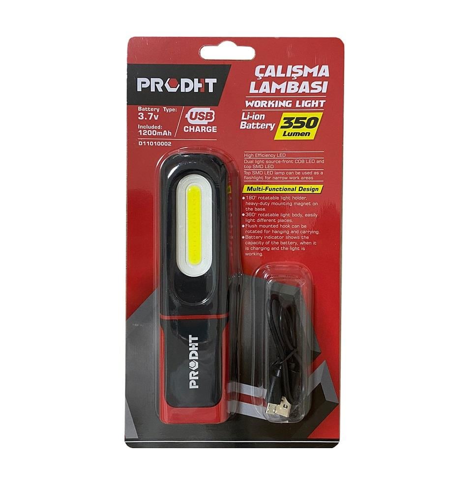3.7V EL FENERİ ÇALIŞMA LAMBASI LEDLİ MIKNATISLI ASKILI ŞARJLI (FONKSİYONLU 350 LÜMEN)