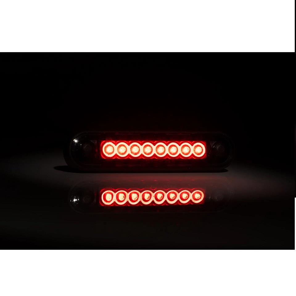 FRISTOM 12V-36V PARMAK LAMBA 8-LEDLİ KABLOLU (FÜME CAM) KIRMIZI (120*28 MM) E9