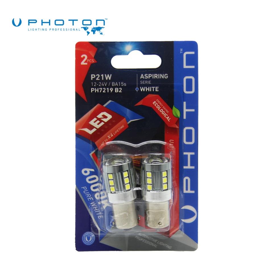 PHOTON 12V-24V 93 AMPUL 12 LEDLİ BEYAZ (MERCEKLİ) CB (2 AD)