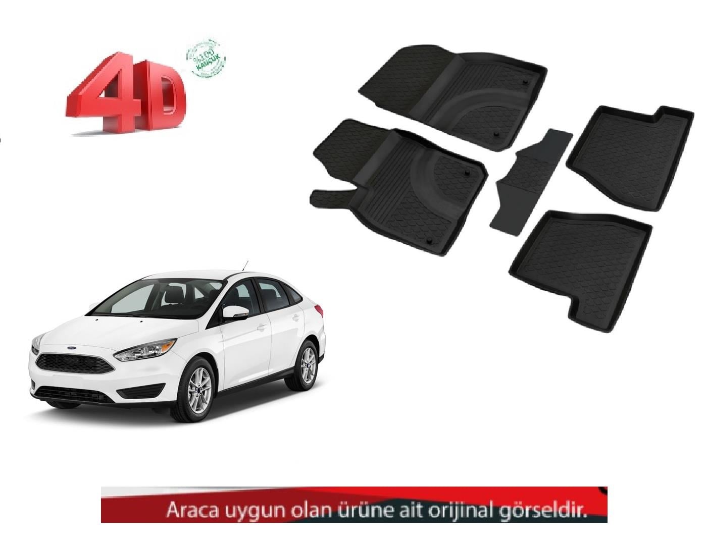 4D ARAÇ PASPASI (SIYAH) (4 PARÇA) (KAUÇUK 1.KALİTE) FORD FOCUS 2016 > 