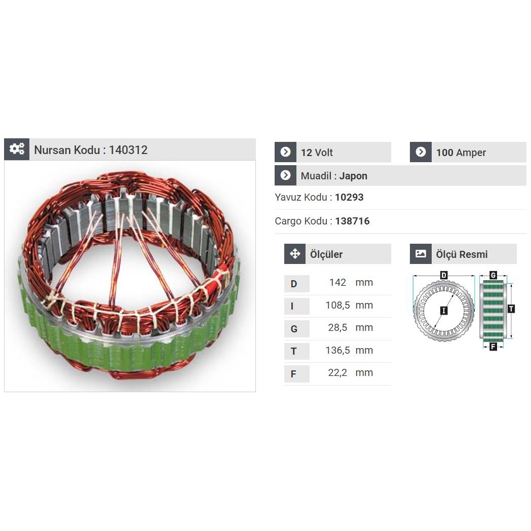 12V ALTERNATÖR STATÖR HITACHI TİPİ 100 A (4 UÇLU) OPEL COMBO 