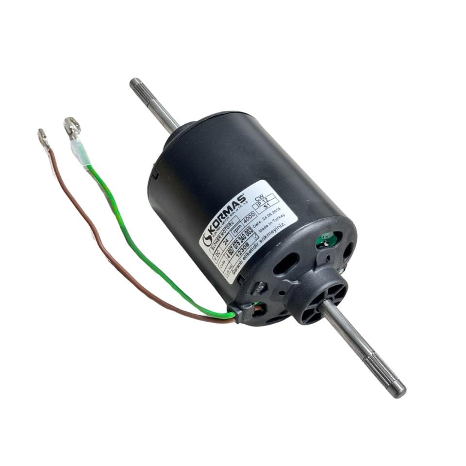 KORMAS 24V KALORİFER MOTORU ÇİFT MİLLİ CW (DÜZ GÖVDE-MİL UCU FREZELİ 8 MM) (UZUN KABLO)