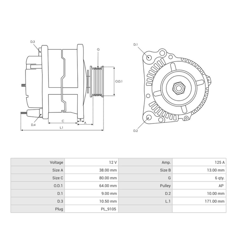 12V ALTERNATÖR DİNAMO HITACHI TİPİ 125 A (L) YANMAR MOTOR